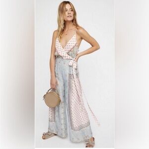 Elegant Blue and Pink Women's Jumpsuit